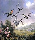 Apple Canvas Paintings - Hummingbirds and Apple Blossoms